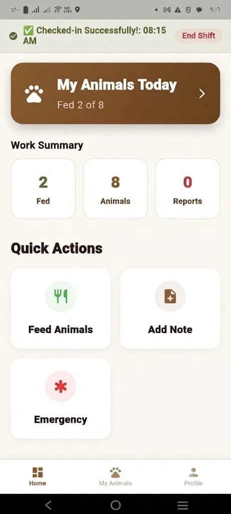 ZooVerse Keeper Shift Summary